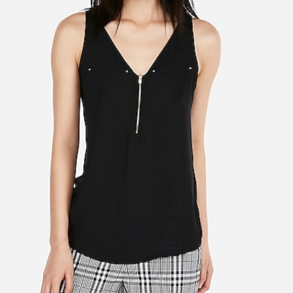 Express black zip front tank